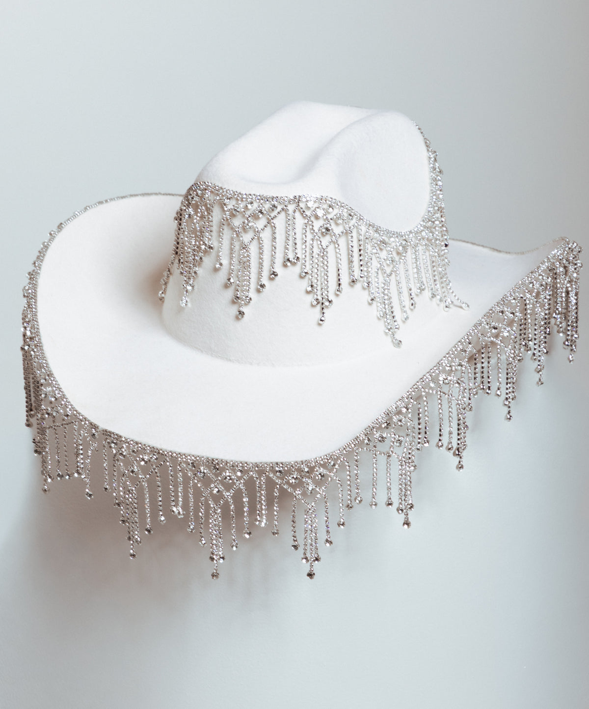 Cowboy Daddy Rhinestone Trim Hat - White