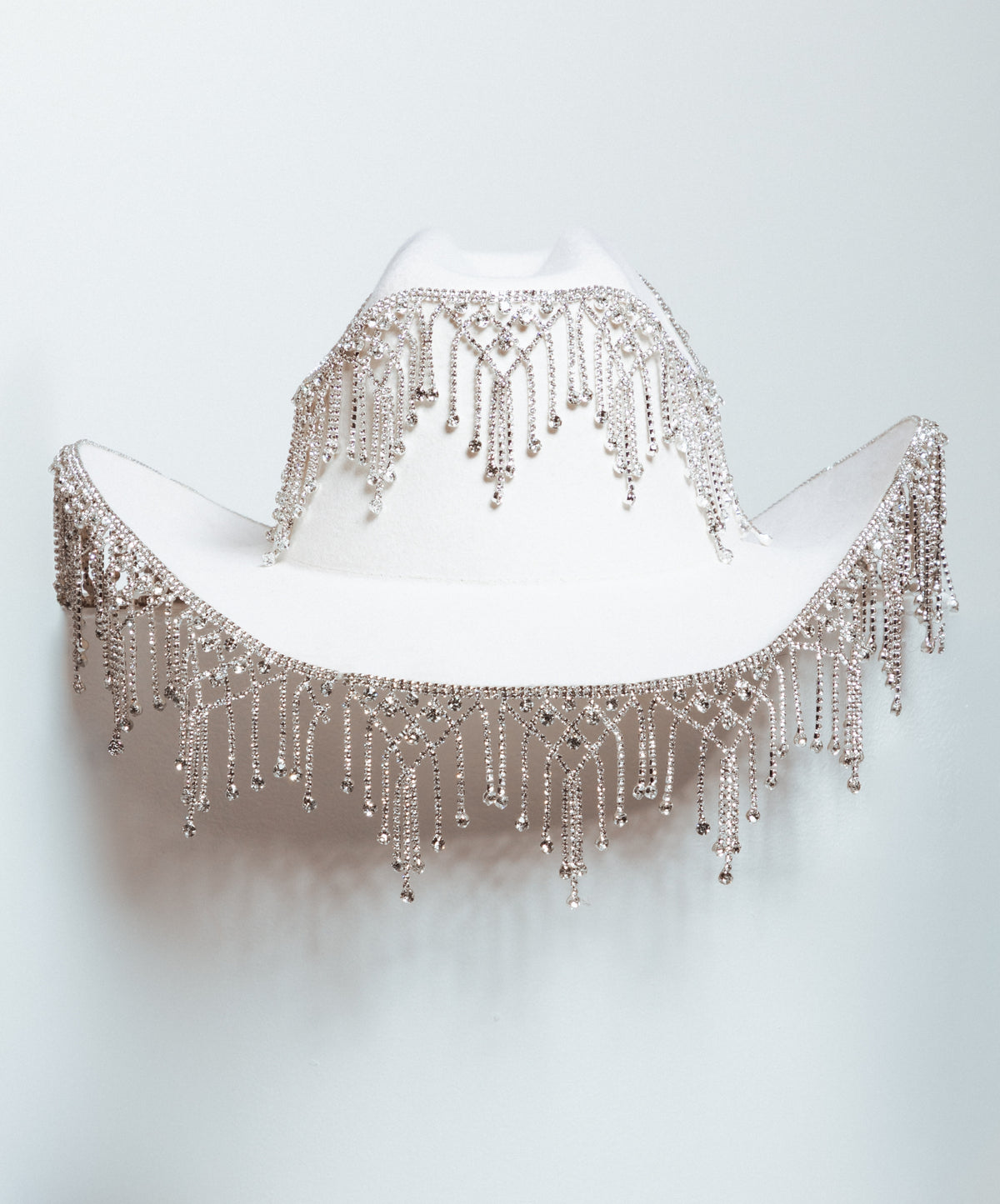 Cowboy Daddy Rhinestone Trim Hat - White